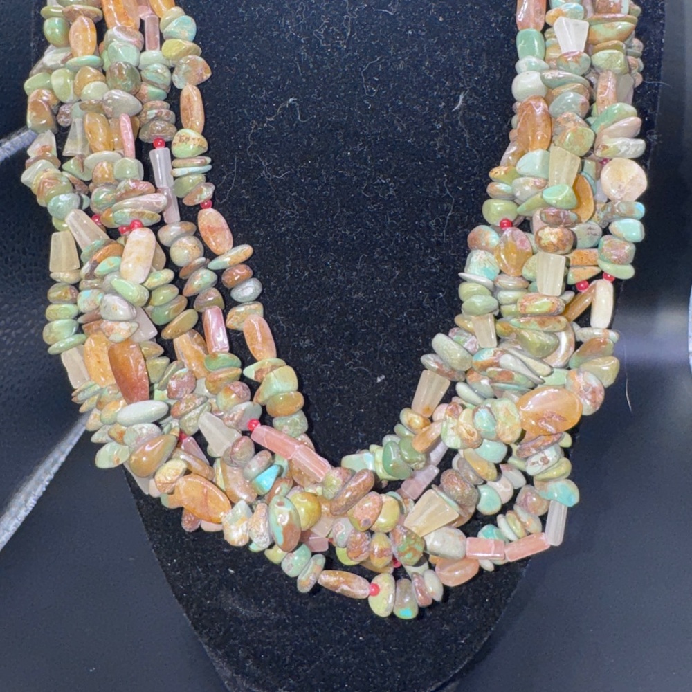 DTR Designer Trends 925 Sterling Multi Strand Gemstone Statement Necklace